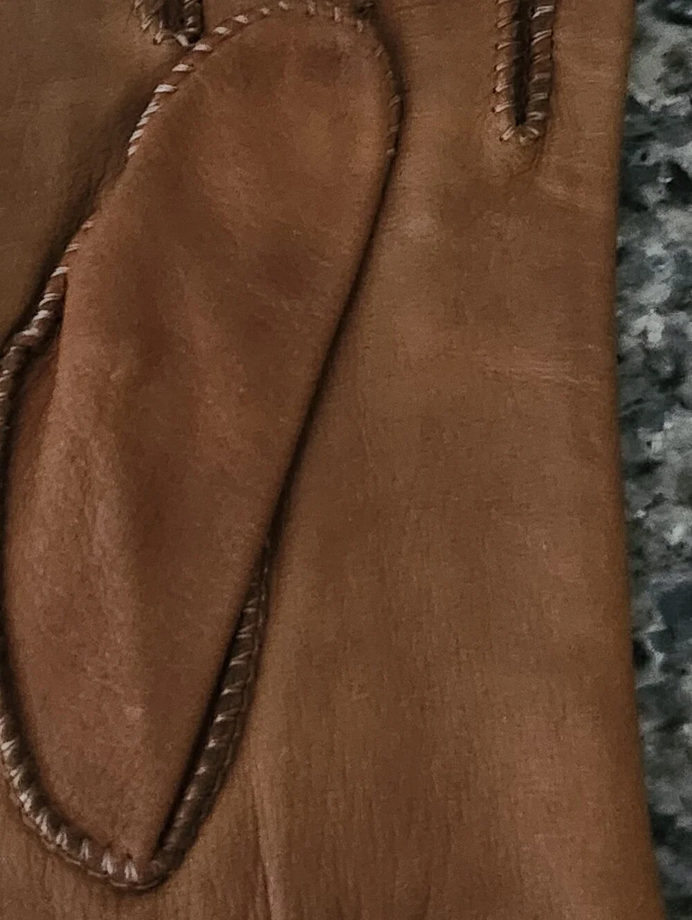 Vtg Stitched Detailing Brown Leather Gloves